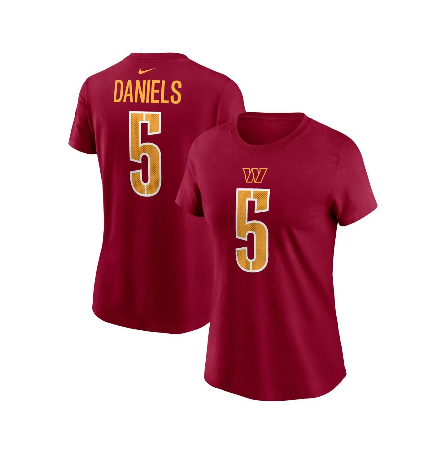 Женская футболка Nike Jayden Daniels Burgundy Washington Commanders 2024 NFL Draft First Round Pick Name & Number — фото 1