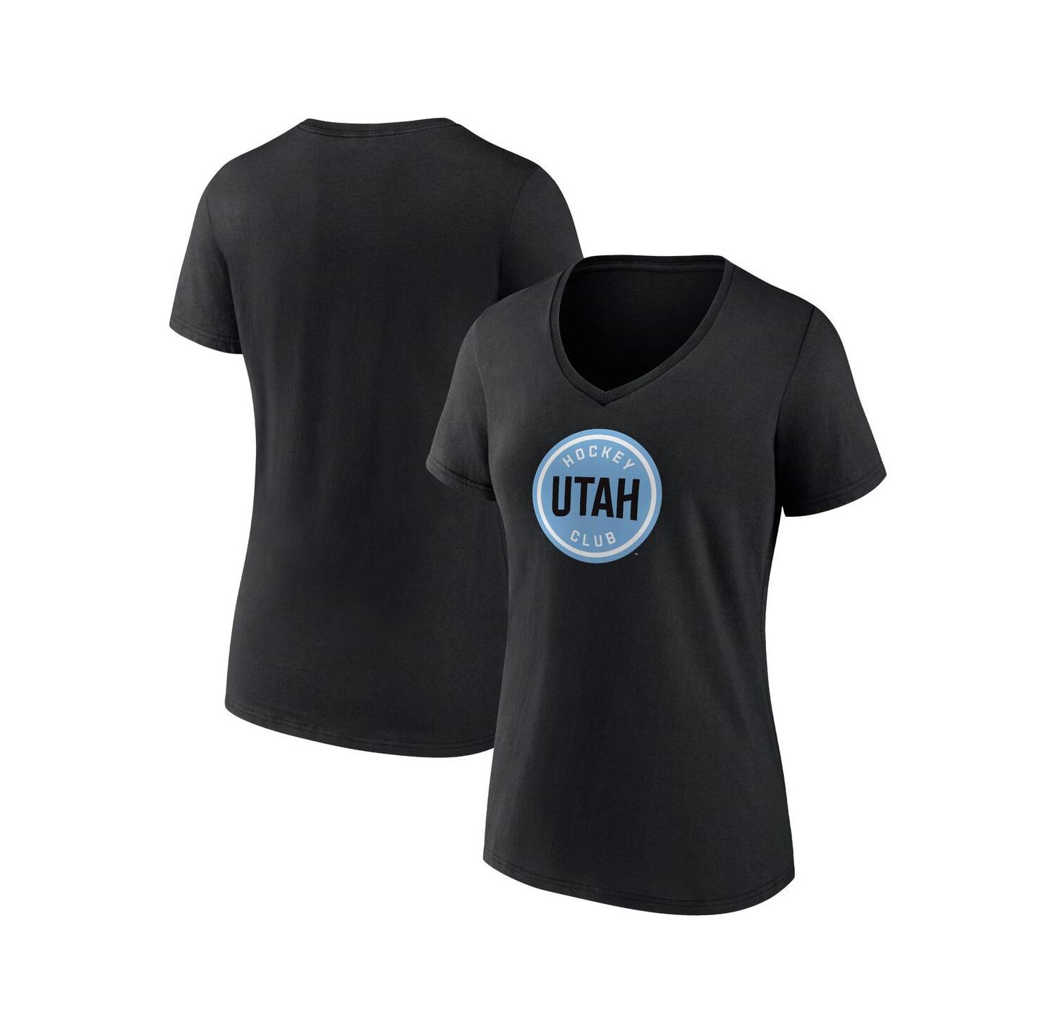 Women's Black Utah Hockey Club Draft Logo V-Neck T-Shirt