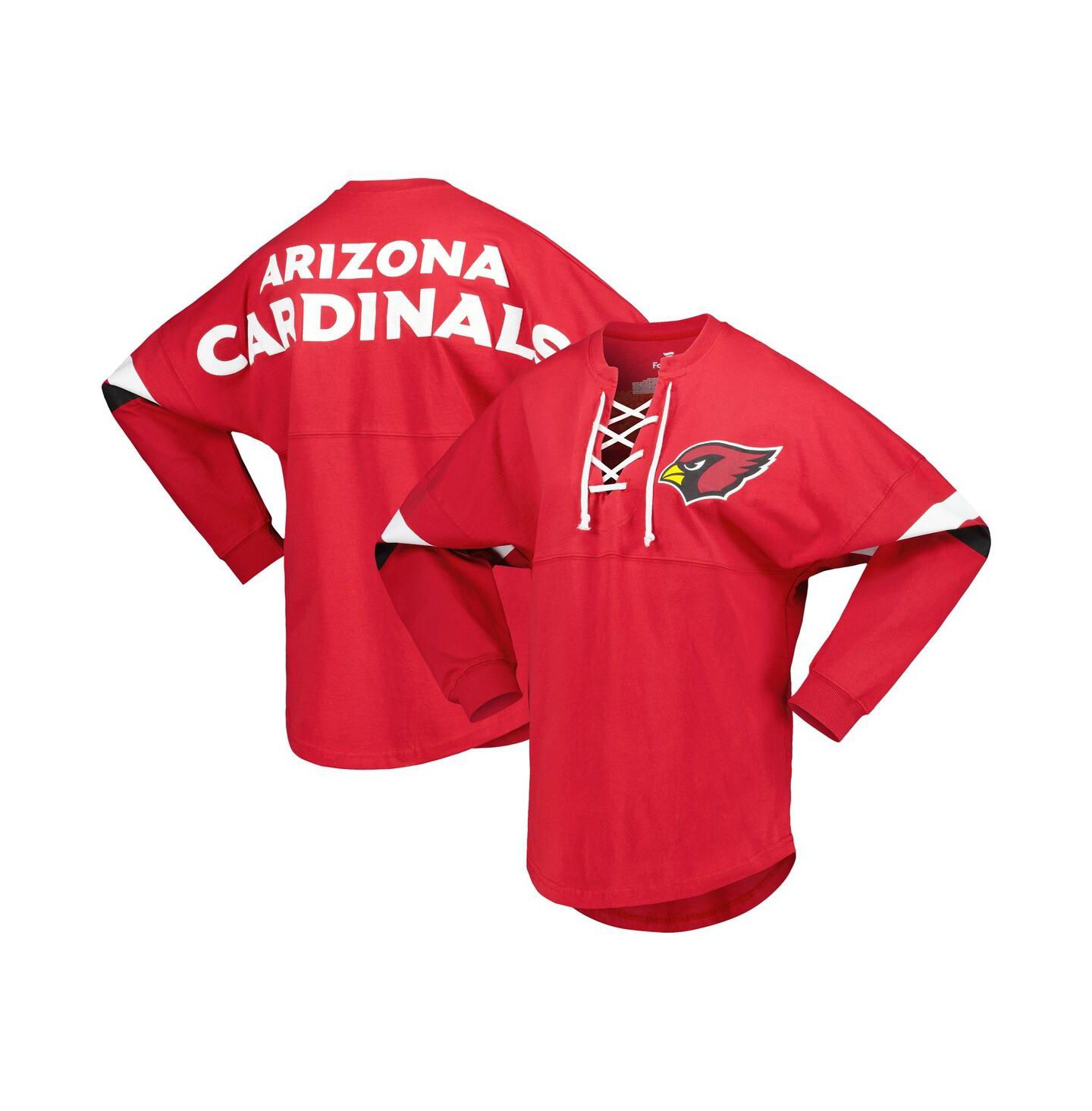 Женская футболка Fanatics Cardinal Arizona Cardinals Spirit Jersey Lace-Up V-Neck Long Sleeve — фото 1