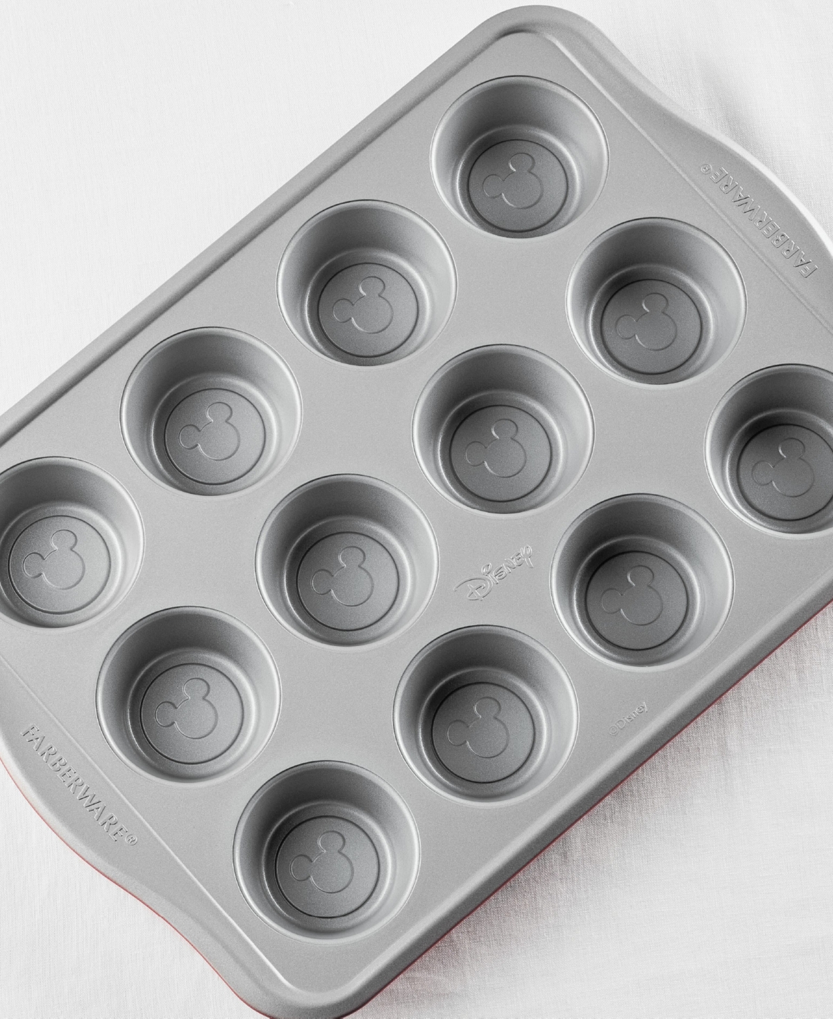 Farberware Disney Bake With Mickey Mouse 12-cup Nonstick Muffin Pan In Red