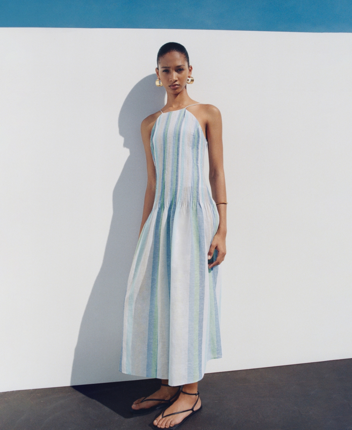 Mango Women's Striped Linen Dress