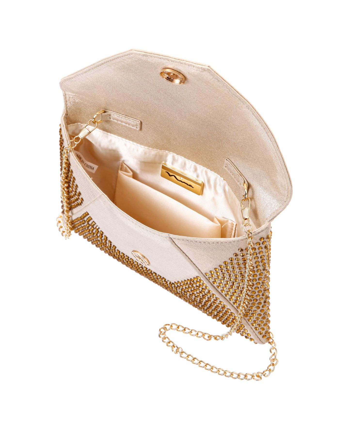 Женский клатч Nina Crystal Encrusted Square Envelope Clutch, цвет: Золотой — фото 4
