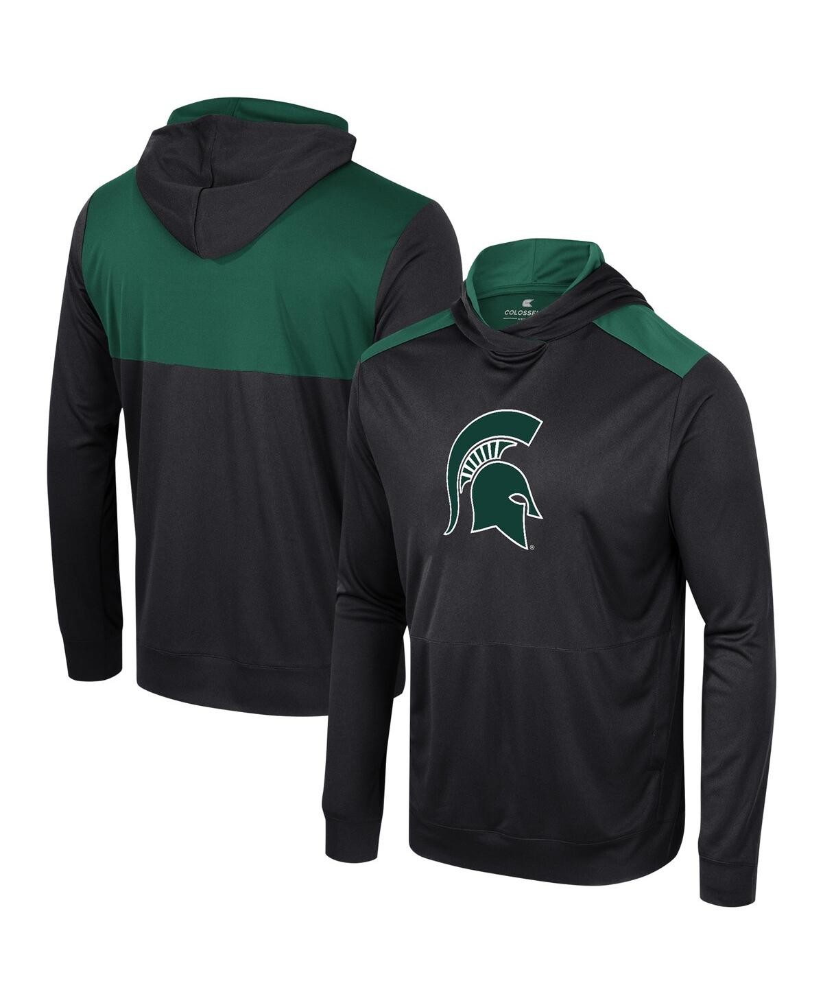 Colosseum Men's Black Michigan State Spartans Warm Up Long Sleeve Hoodie T-shirt In Black