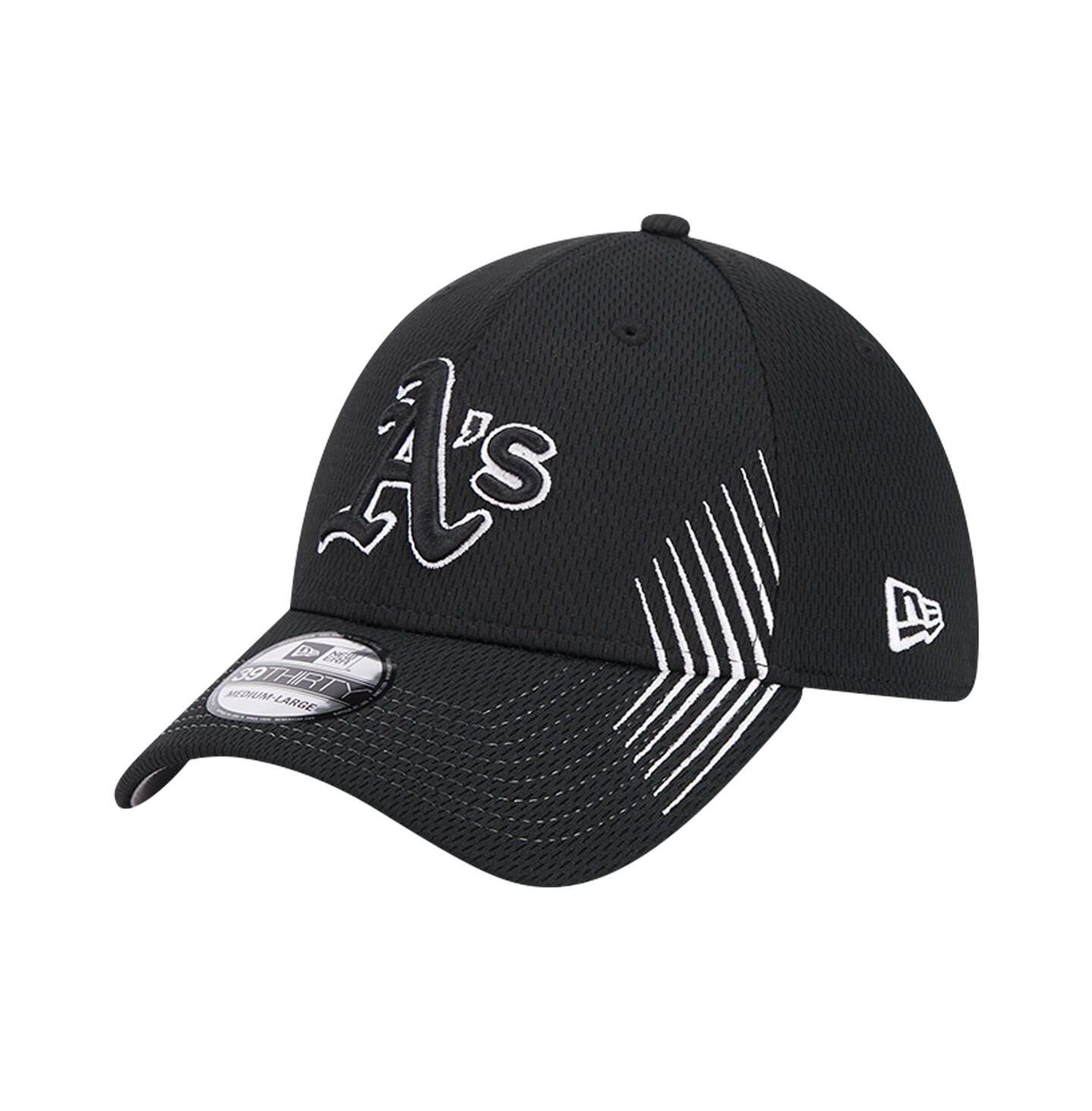 Мужская кепка New Era Black Oakland Athletics Active Dash Mark 39THIRTY Flex Hat — фото 1