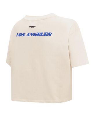 Women's Cream Los Angeles Lakers Retro Striper SJ Cropped Boxy T-Shirt