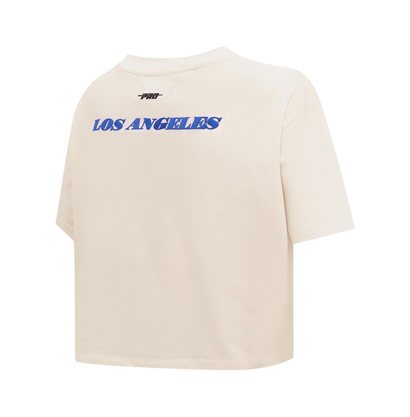 Женская футболка Pro Standard Cream Los Angeles Lakers Retro Striper SJ Cropped Boxy — фото 2