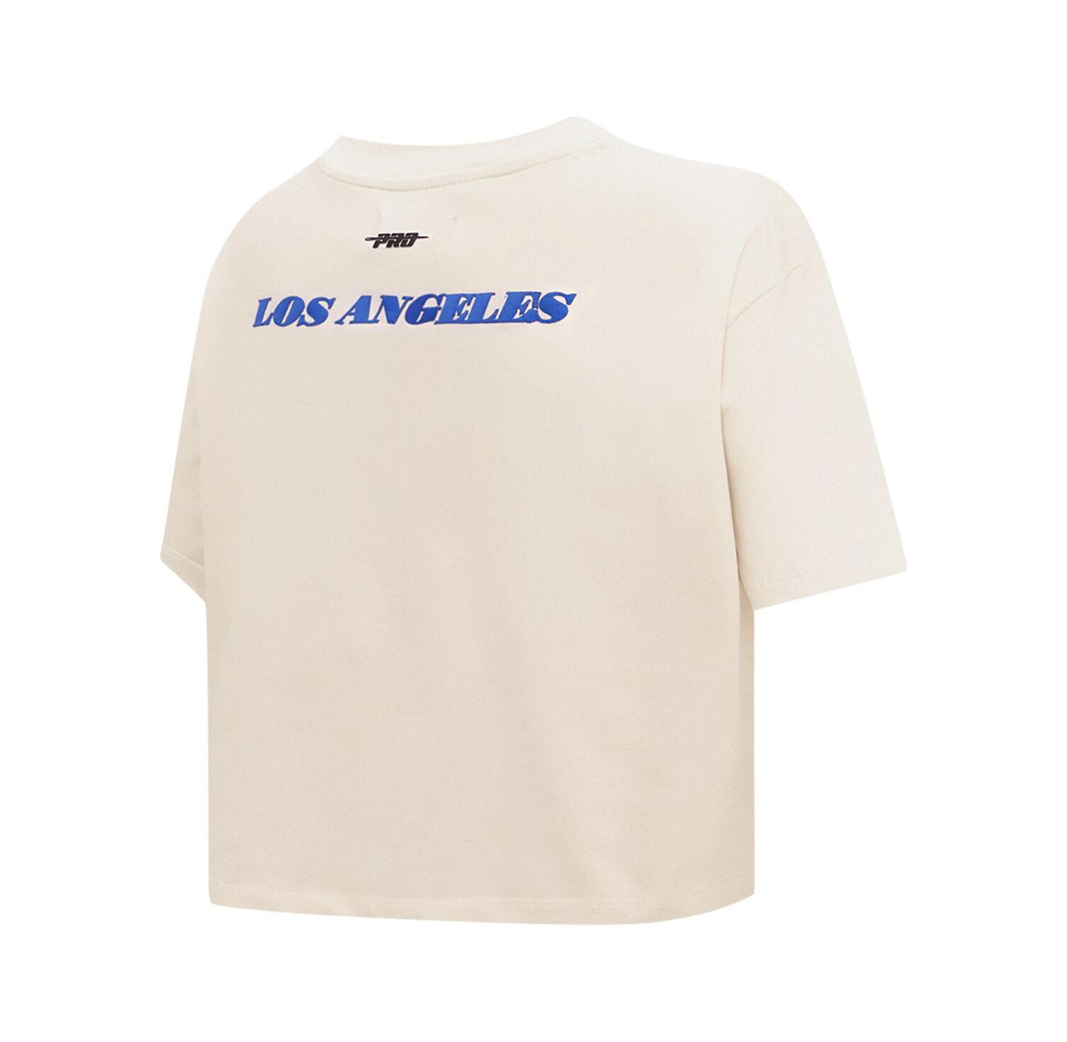 Women's Cream Los Angeles Lakers Retro Striper SJ Cropped Boxy T-Shirt