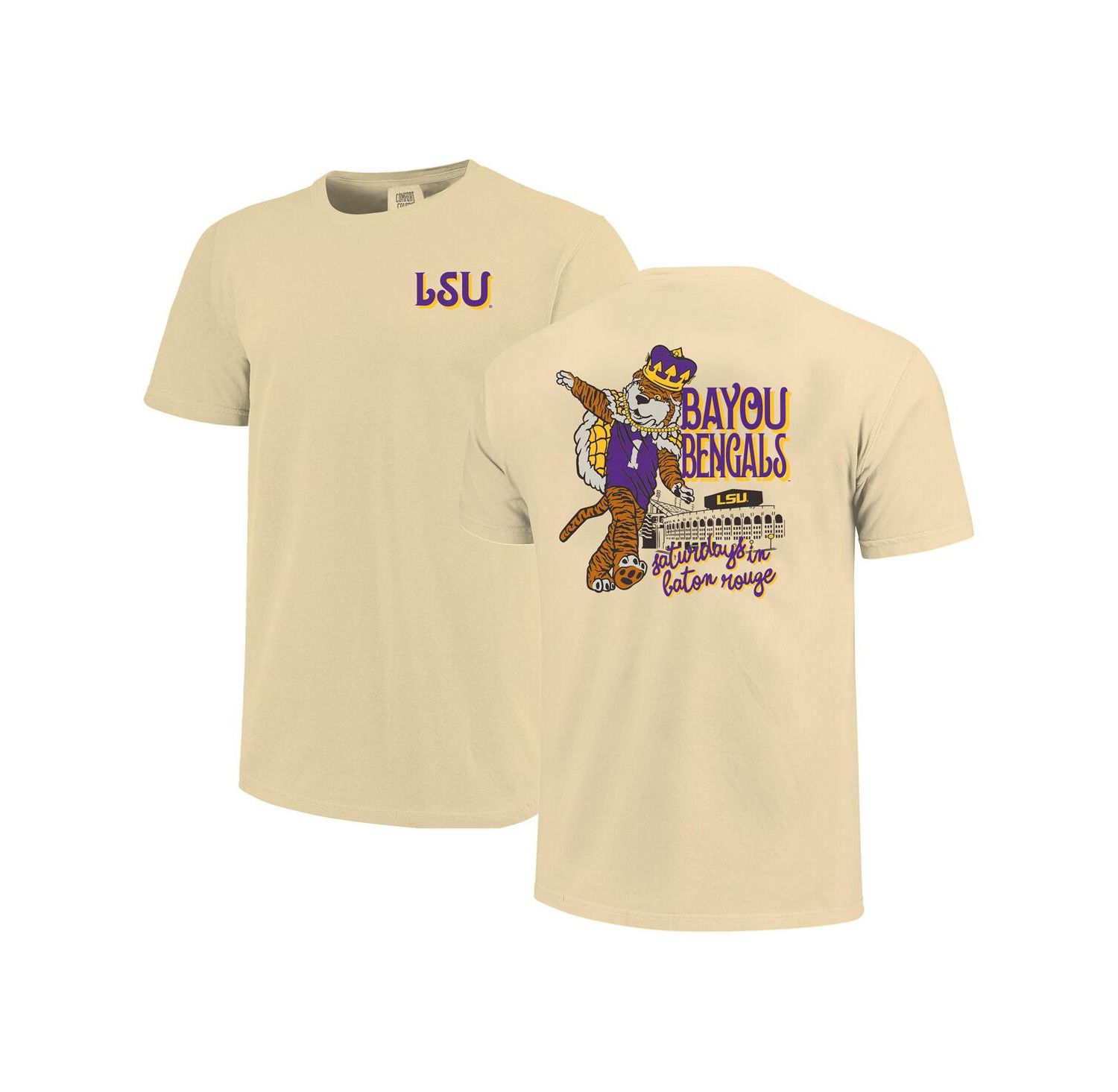Big Boys and Girls Cream LSU Tigers Hyperlocal Comfort Colors T-Shirt