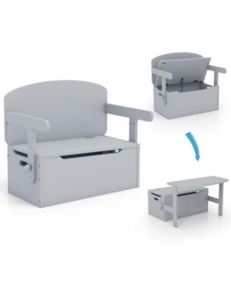 3-in-1 Kids Convertible Storage Bench Wood Activity Table and Chair Set