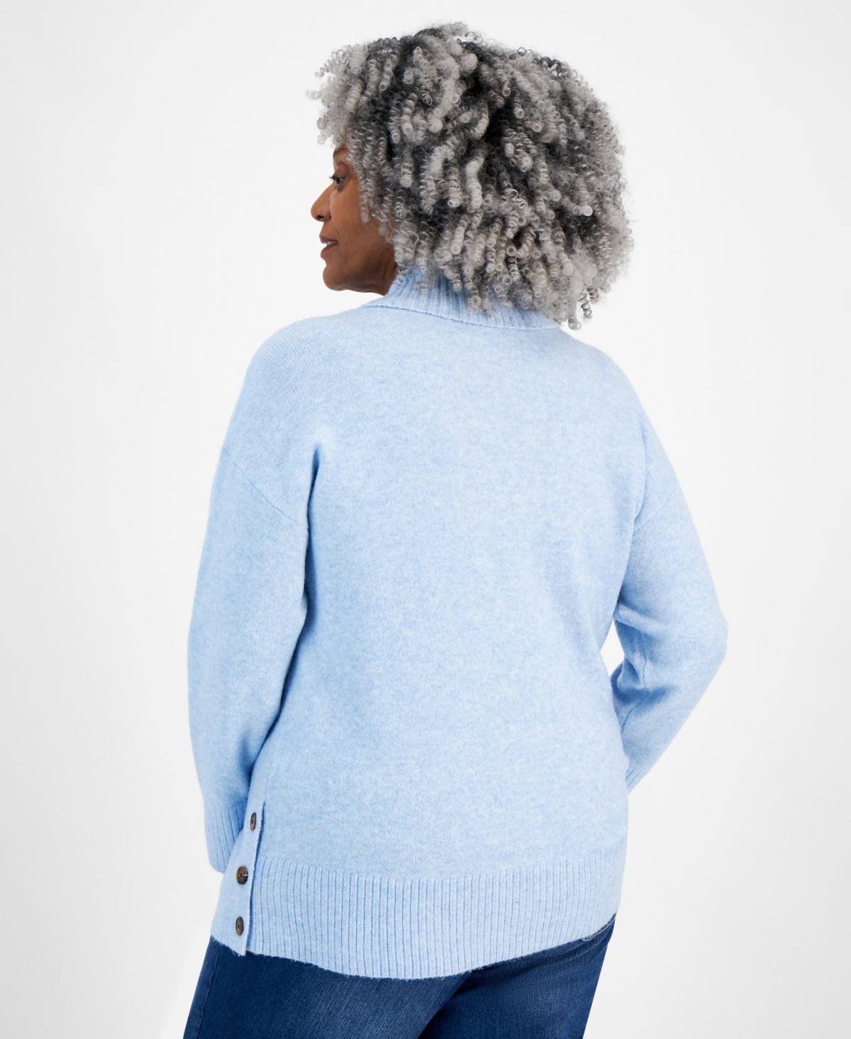 Style & Co Plus Size Solid Shawl-Collar Tunic Sweater, Created for Style & Co