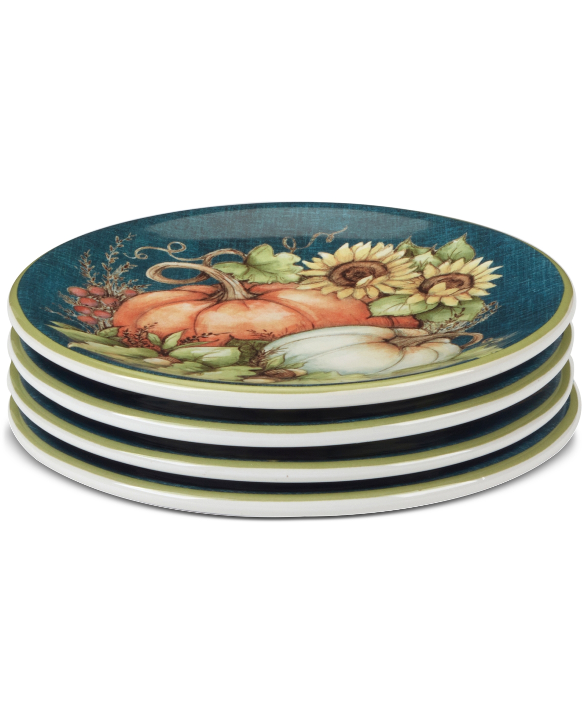 Certified International Autumn Breeze Set Of 4 Canape Plates In Micscellan