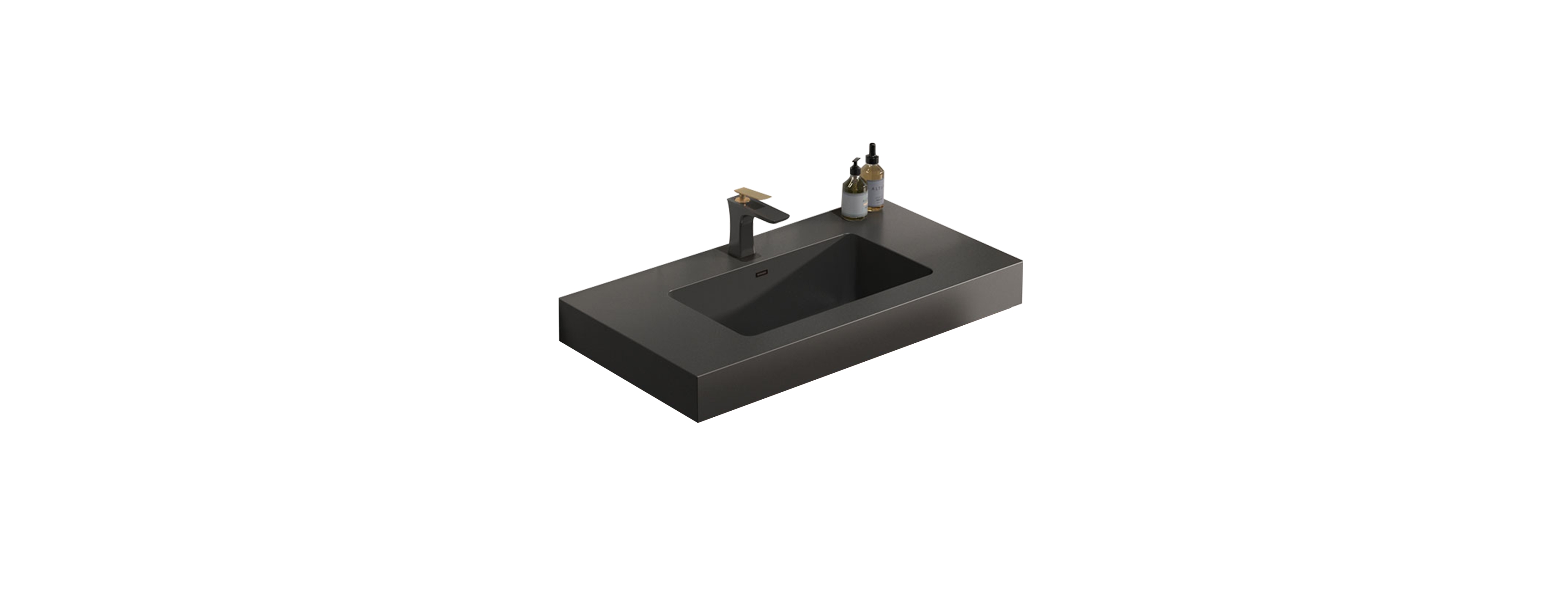 Matte Black Integrated Quartz Basin: Modern Elegance for Your Bathroom