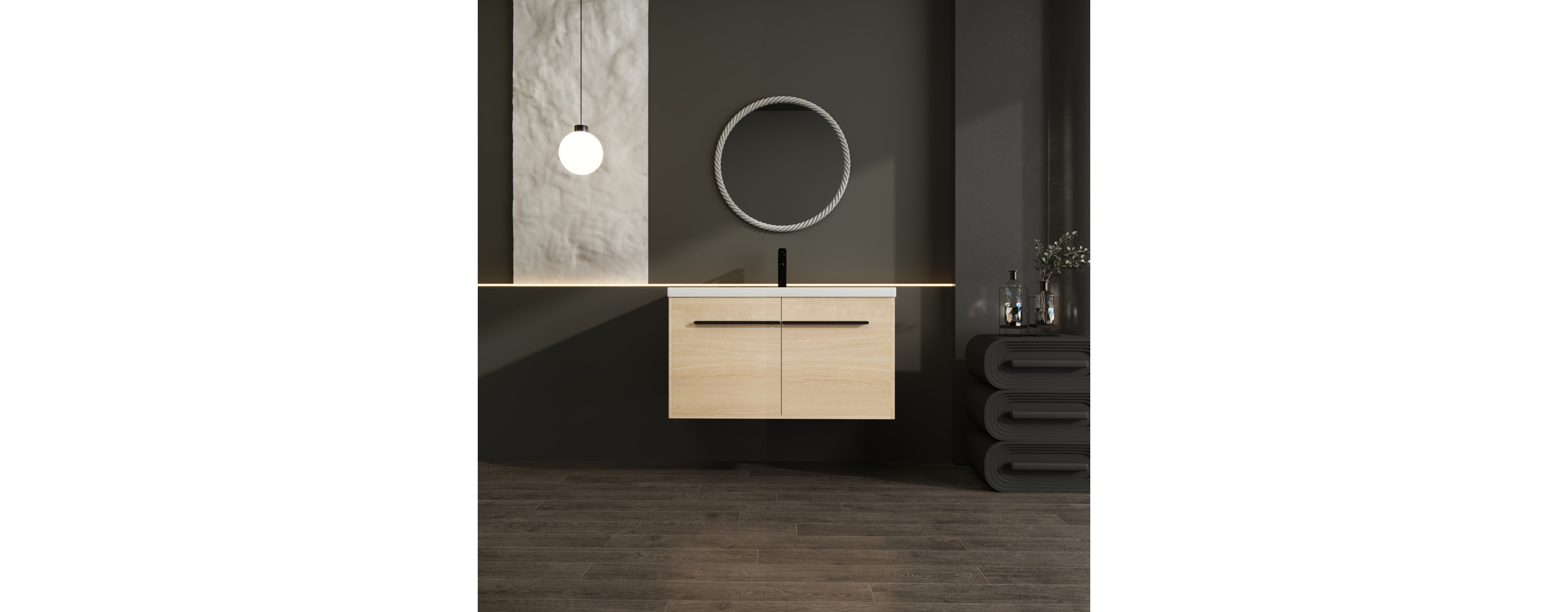 Streamdale Furniture 36" Oak Bathroom Vanity with Resin Countertop