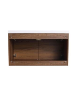 36" Brown Bathroom Vanity with Resin Sink and Cabinet