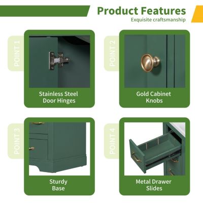 36" Gray Bathroom Vanity with 6 Drawers