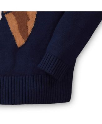 Baby Girls Long Sleeve Intarsia Horse Sweater with Elbow Patches