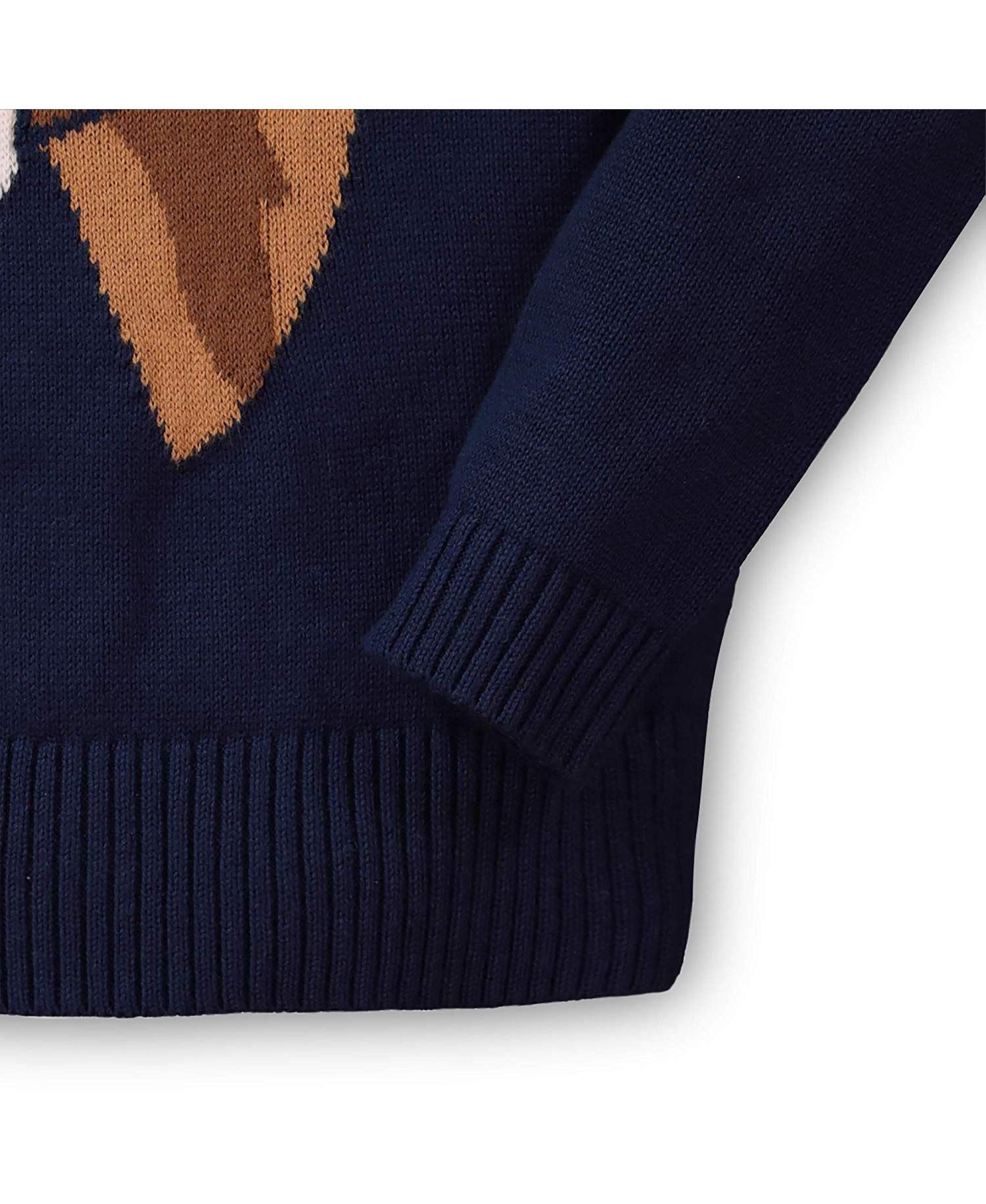 Baby Girls Hope and Henry Long Sleeve Intarsia Horse Sweater with Elbow Patches