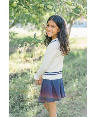 Baby Girls Long Sleeve V-Neck Cricket Sweater