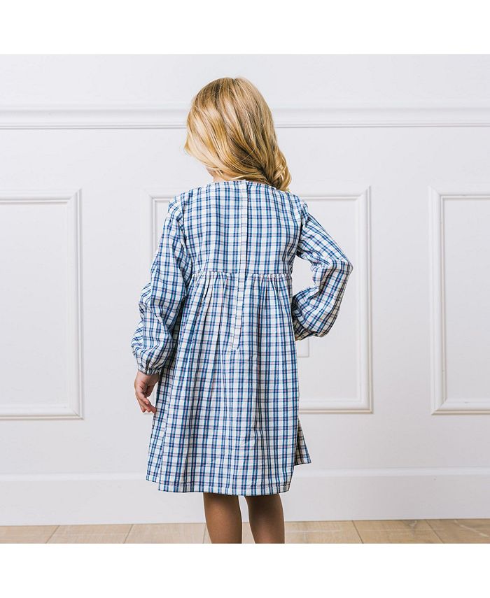 Sanlutoz Girls' Long Sleeve Satin Cartoon Dress - Blue Printed Party Dress, Sizes 2T-12