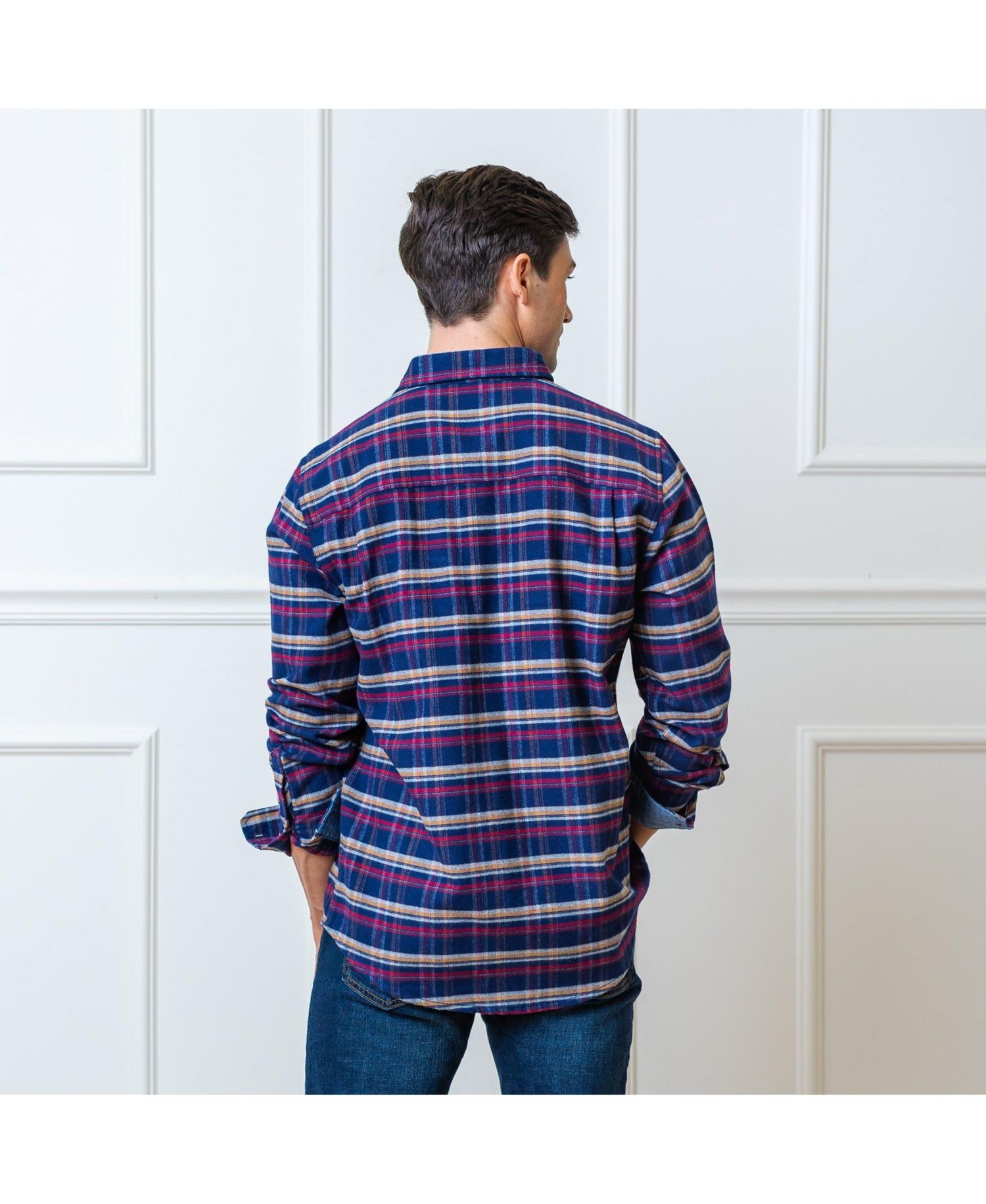 Men's Hope and Henry Organic Long Sleeve Flannel Double Pocket Button Down Shirt