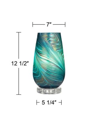 Carmen Modern Coastal Accent Table Lamps 12 1/2" High Set of 2 Green Art Glass Shade for Bedroom Bedside Nightstand Office