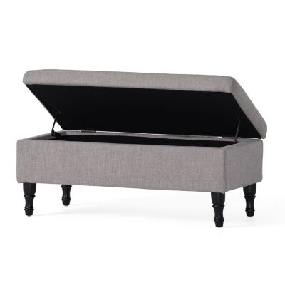 Logan Tufted Storage Ottoman With Grey Fabric