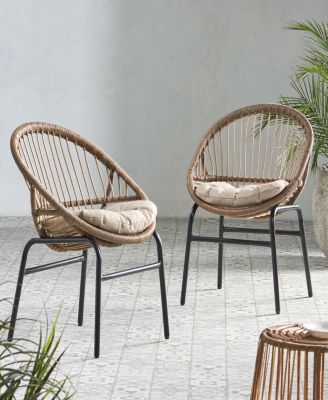 Wicker Dining Chairs with Cushions (Set Of 2)
