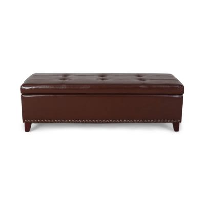 Baltimore Contemporary Tufted Storage Ottoman With Nailhead Trim