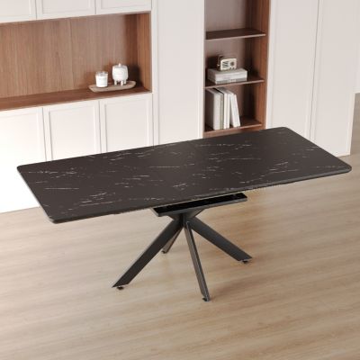  Modern Black Extendable Dining Table