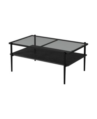 Modern Glass Coffee Table with Black Legs
