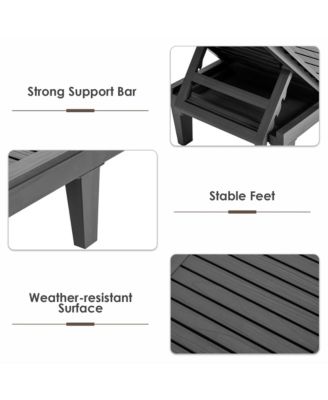 Patio Outdoor Chaise Lounge Chair Recliner w/ Adjustable Backrest Brown