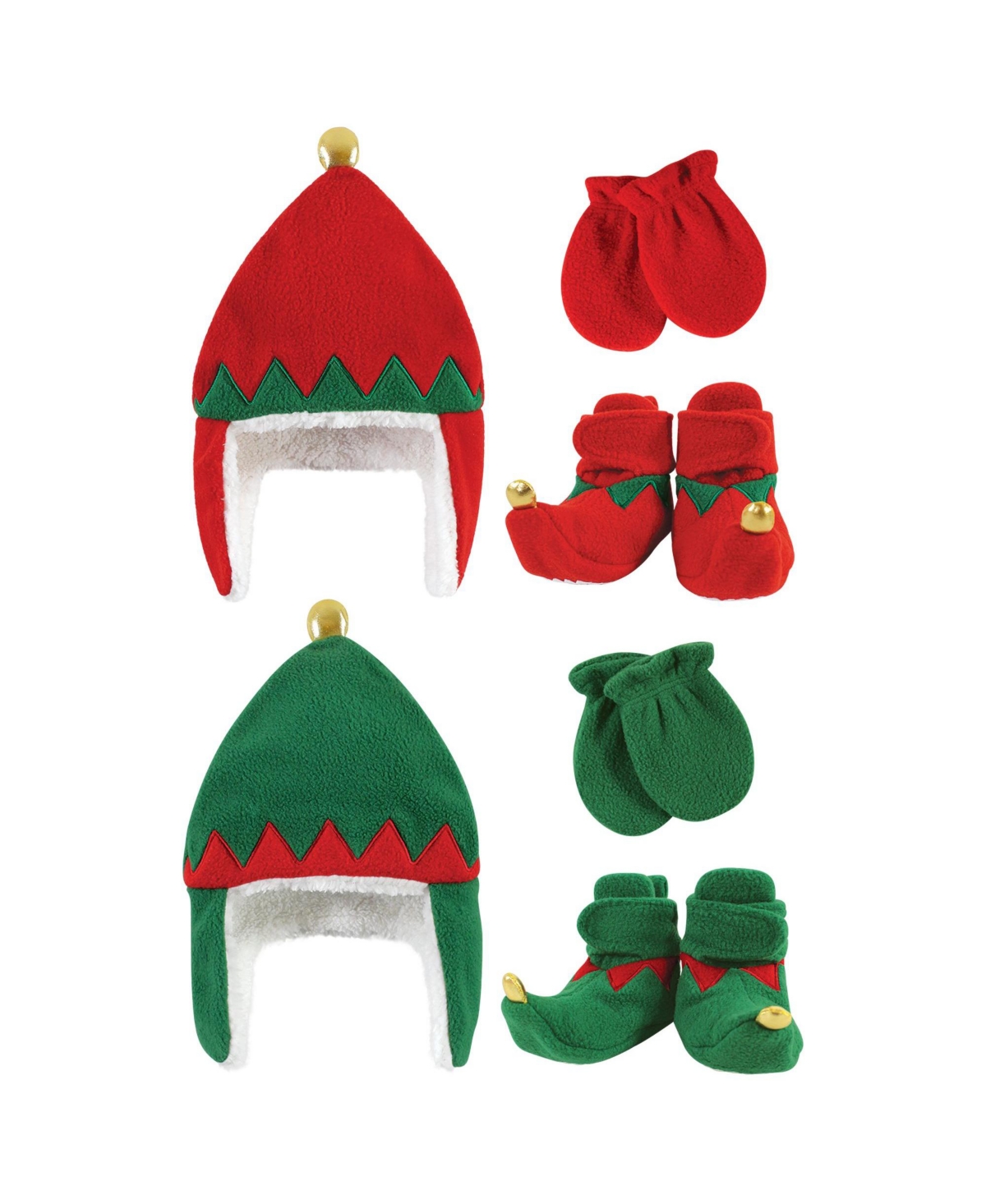 Hudson Baby Baby Boys 6Pc Trapper Hat, Mitten and Bootie Set, Blue Elephant Giraffe