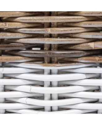 Ternion Cottage Hand-Woven Rattan Nesting Baskets with Handles, Kubu Gray/White (Set of 3)