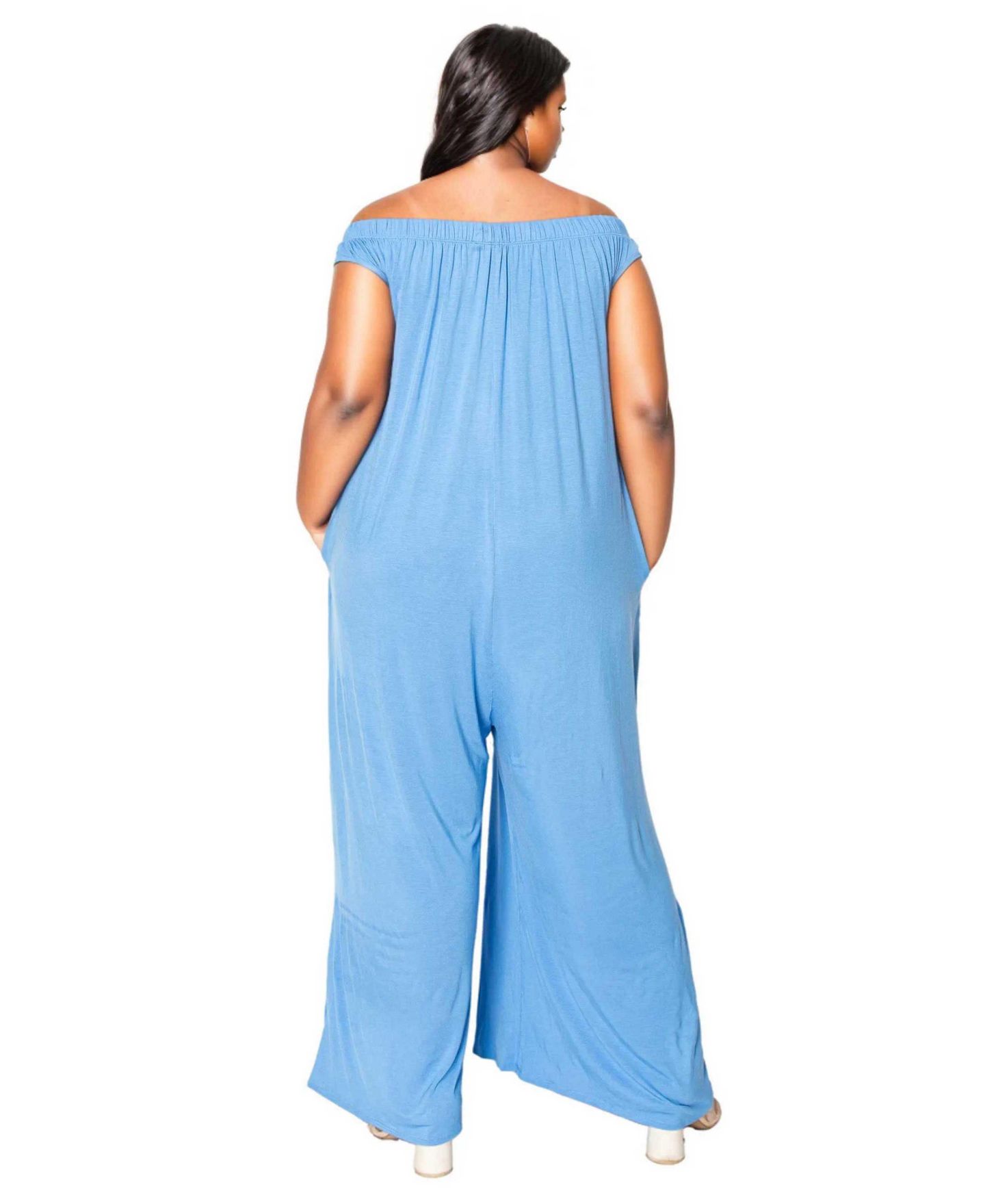 Женский комбинезон L I V D Plus Size Olson Wide Leg Pocket Jumpsuit, цвет: Синий — фото 3