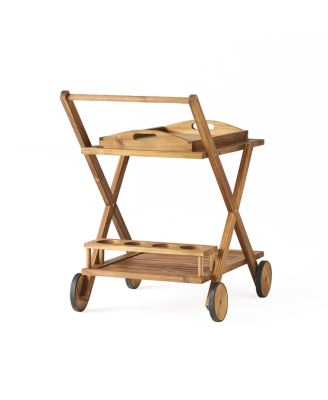 Riviera Acacia Wood Mobile Bar Cart