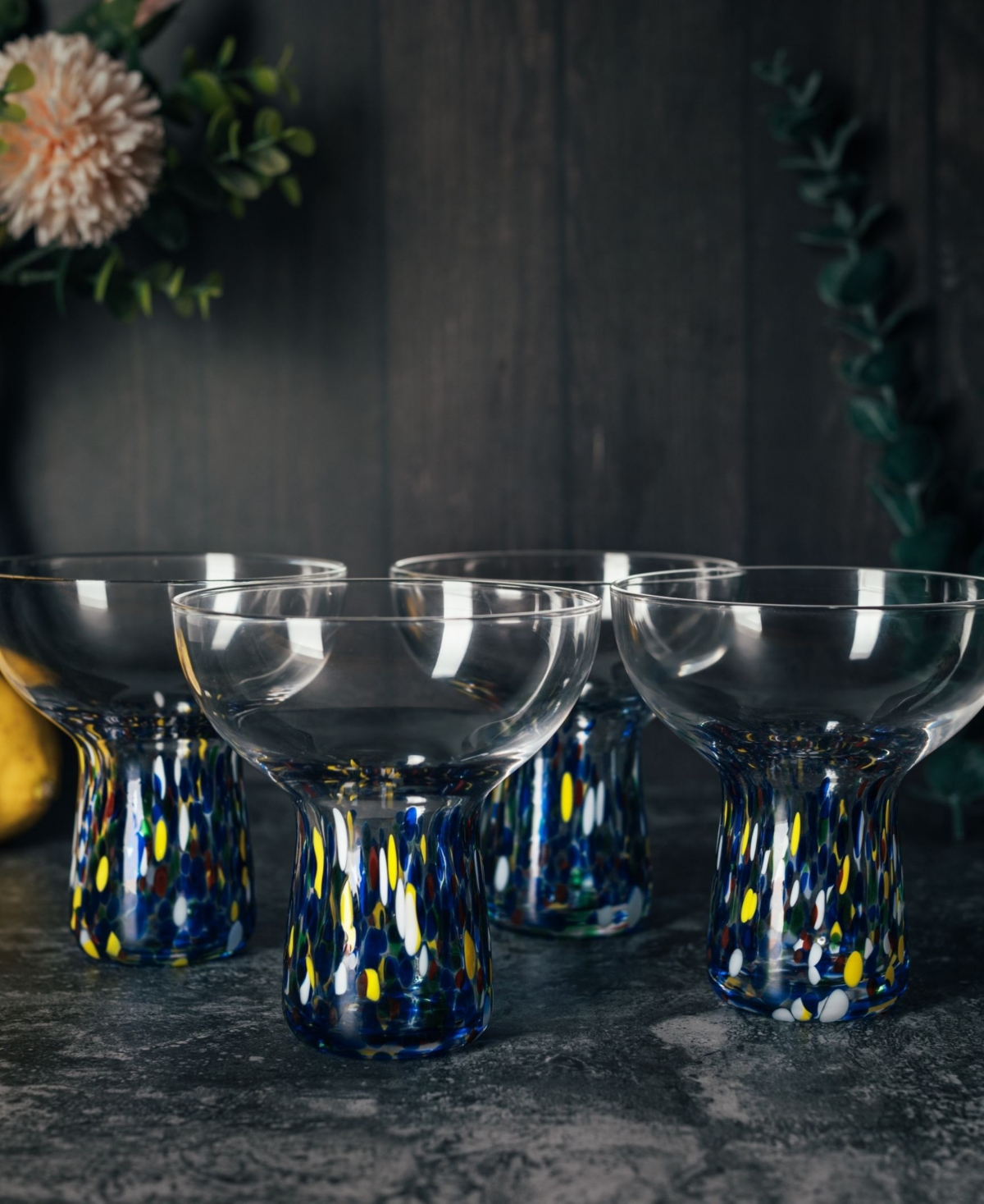 THE WINE SAVANT STEMLESS MARGARITA GLASSES SET OF 4 