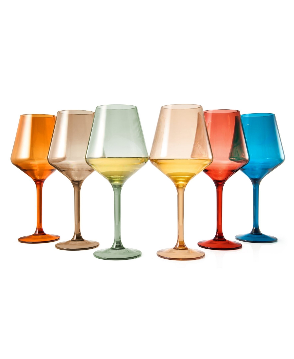 The Wine Savant European Style Plastic Crystal Stemmed Wine Glasses Set Of 6 In Multicolor