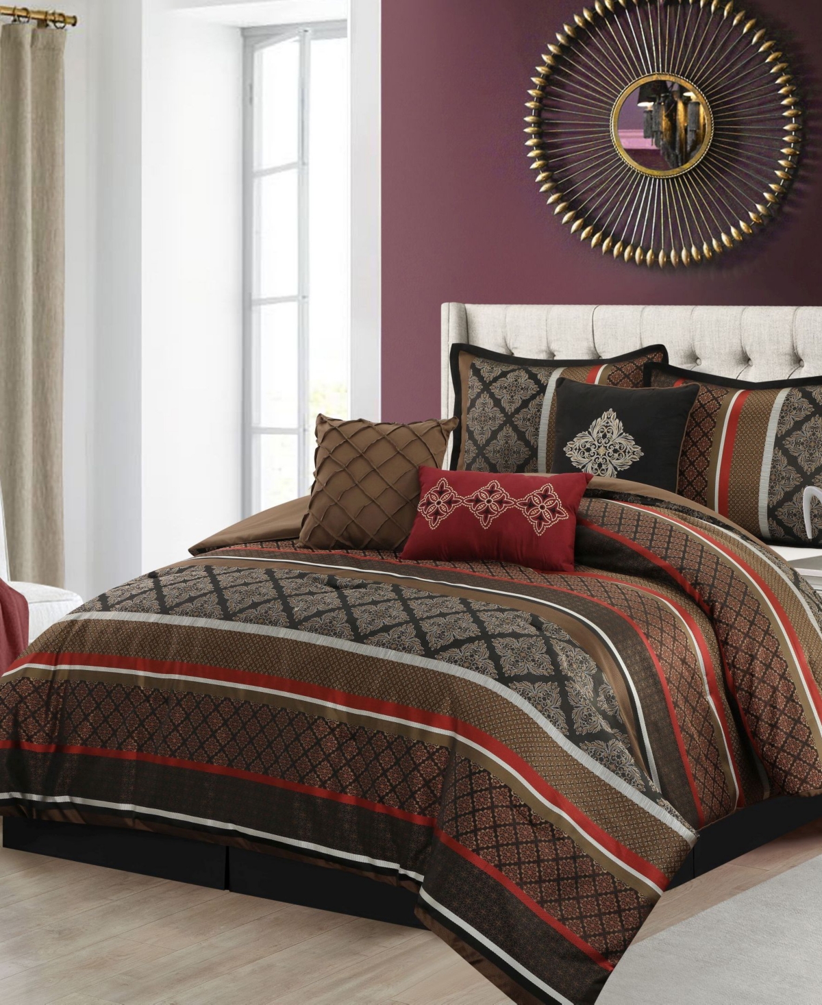 Shop Stratford Park Tefia Jacquard Damask 7-pc. Comforter Set, King In Red