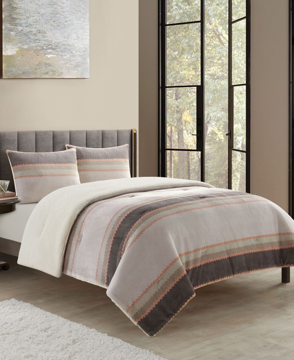 STRATFORD PARK BRIAR SHERPA 3-PC. COMFORTER SET, QUEEN 