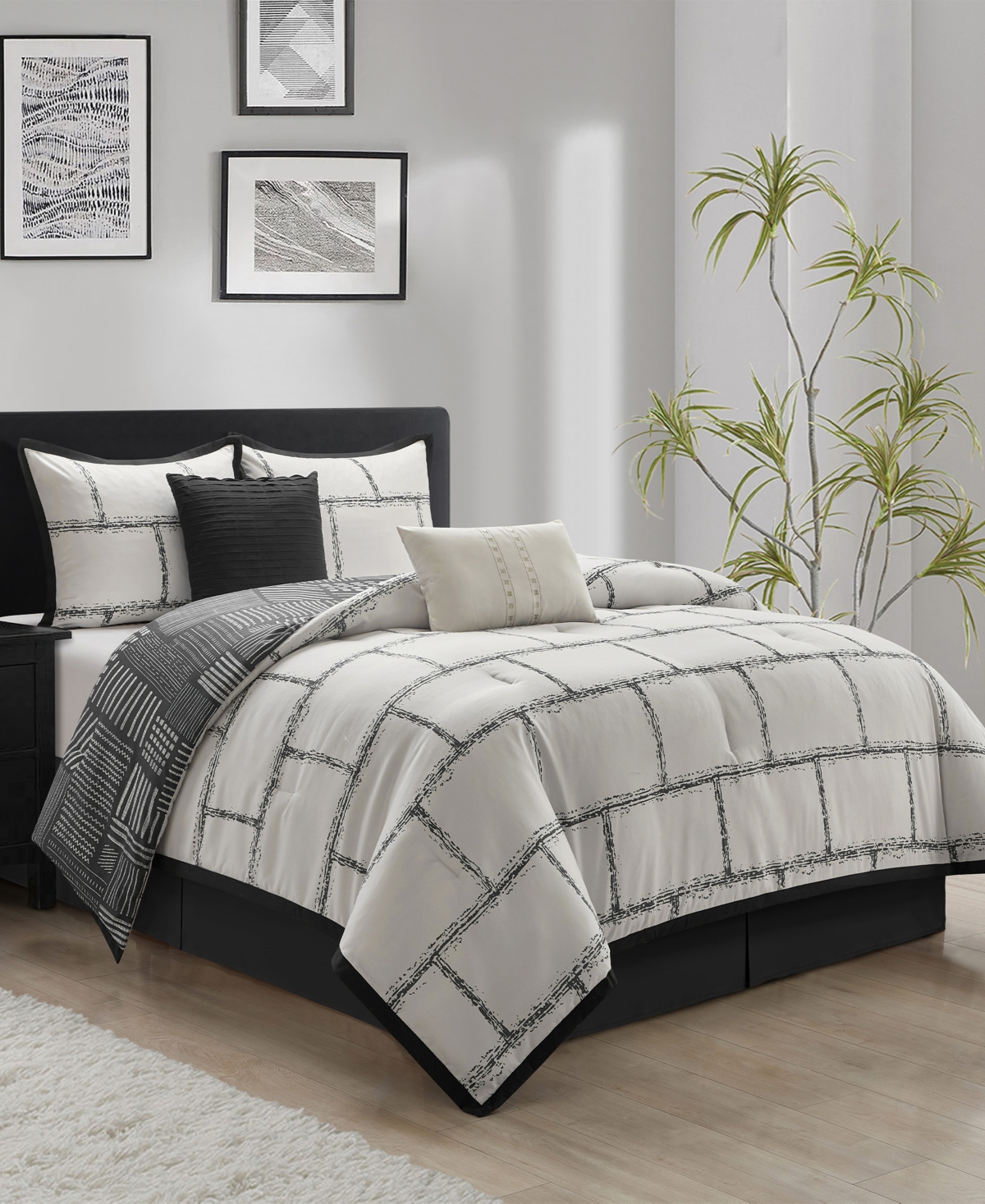 Stratford Park Closeout!  Brickridge Reversible 6-pc. Comforter Set, King In Black