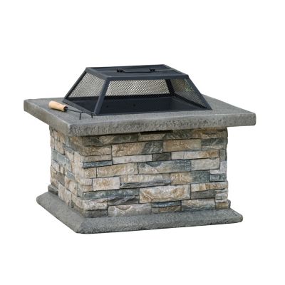 Square Fire Pit With Iron Shield