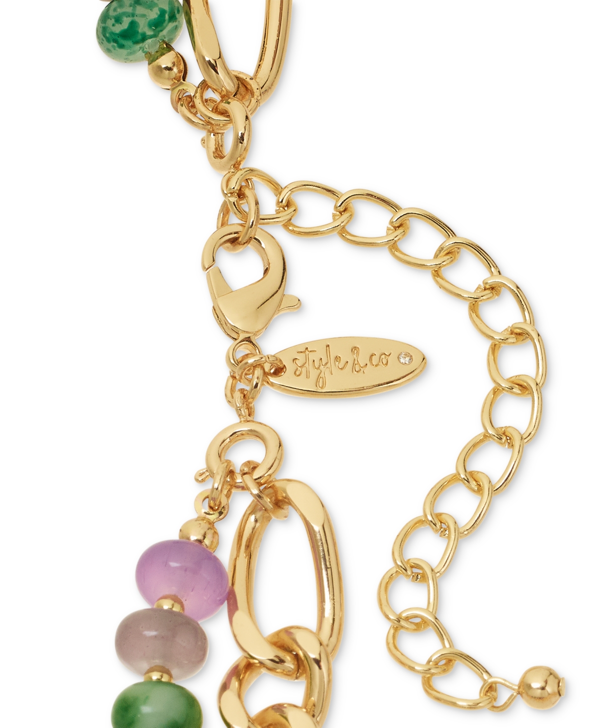 Style & Co Gold-Tonecolor Bead Two-Row Pendant Necklace, + extender, Created for Macy's