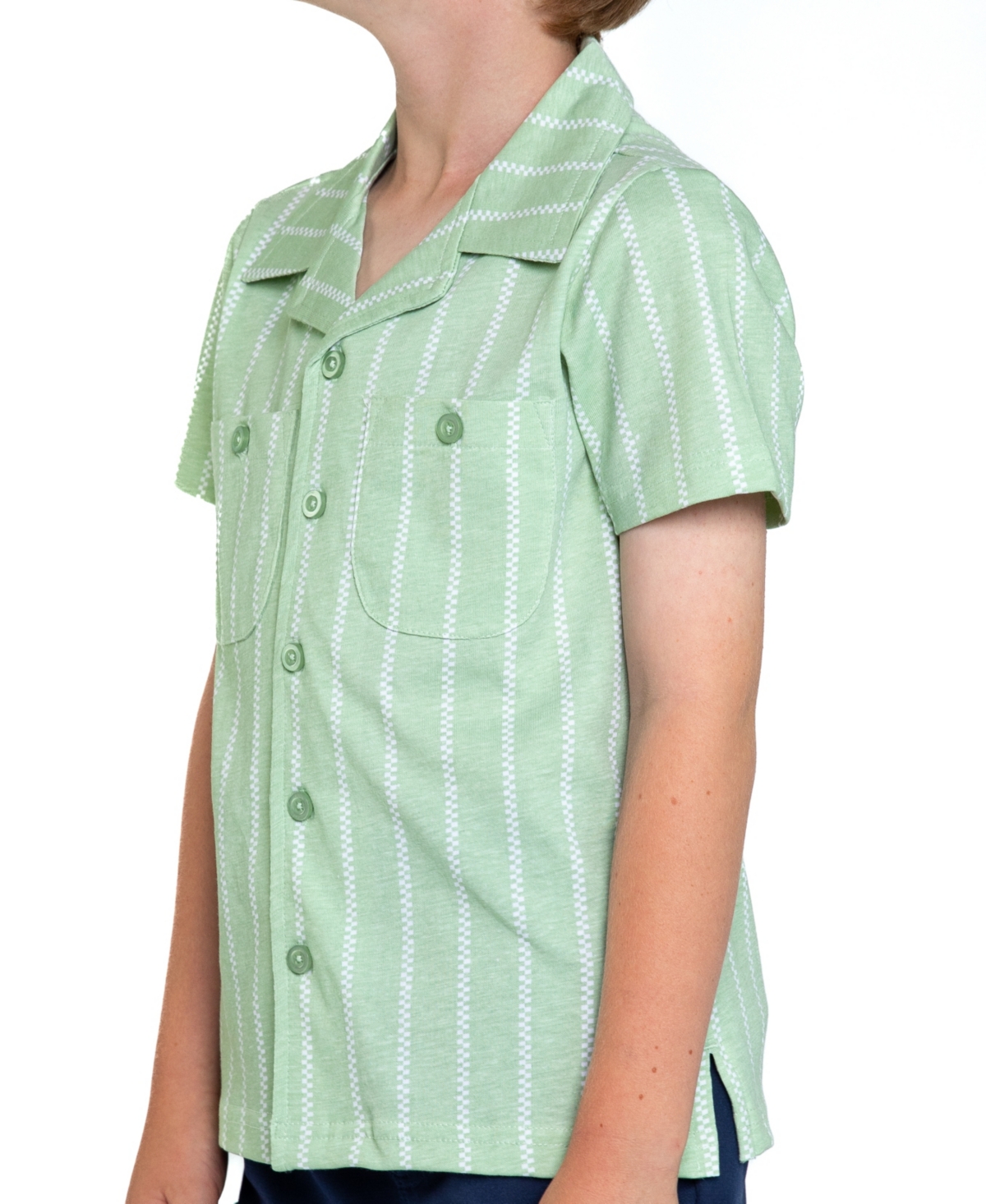 Sovereign Code Big Boys Cody Button-Up Tee Shirt With Print - Laurel Green