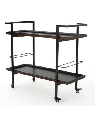 Modern Industrial Bar Cart w/ Shelving & Rollers