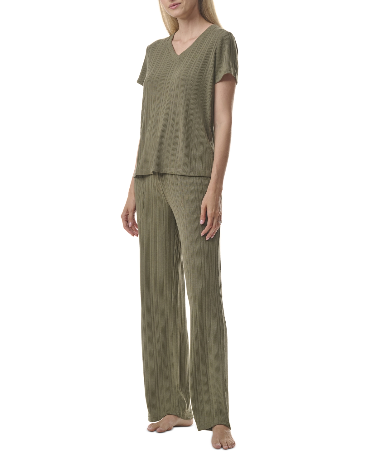 Tommy Hilfiger Women's 2-Pc. Short-Sleeve Ribbed Pajamas Set