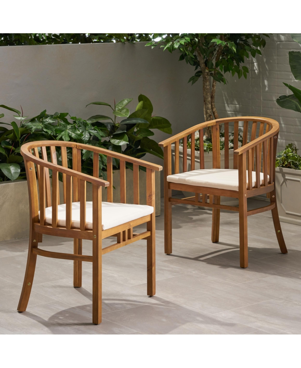 Streamdale Furniture Acacia Wood Dining Chair With Water-Resistant Cushions