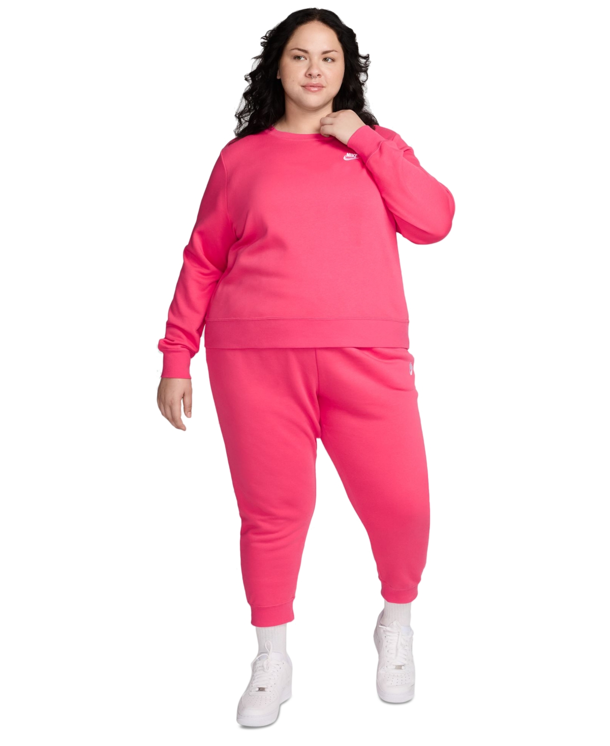 Nike Plus Size Active Sportswear Club Crewneck Fleece Sweatshirt -white