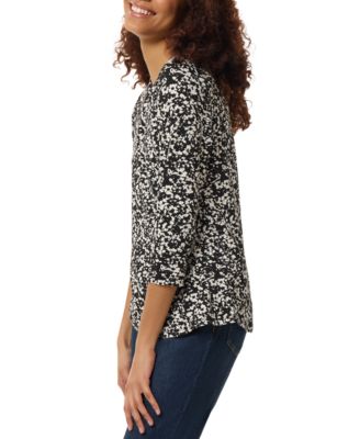 Petite Floral-Print 3/4-Sleeve Top