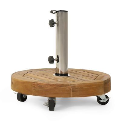 Acacia Wood Umbrella Base With Concrete Core