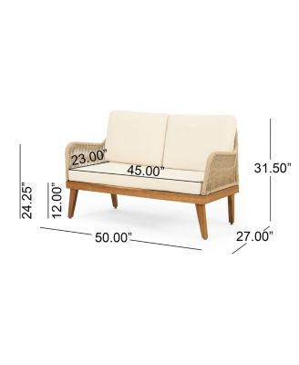 Streamdale Acacia Wood Chat Set With Rope Weave And Water-Resistant Cushions